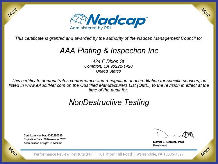 NADCAP NDT Cert